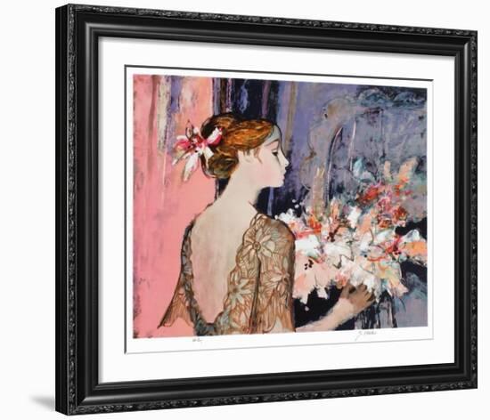 Femme au rideau bleu-Sachiko Imai-Framed Collectable Print