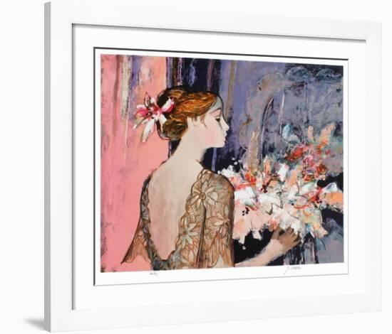 Femme au rideau bleu-Sachiko Imai-Framed Collectable Print