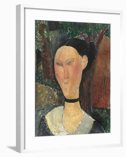 Femme au ruban de velours-Amedeo Modigliani-Framed Giclee Print