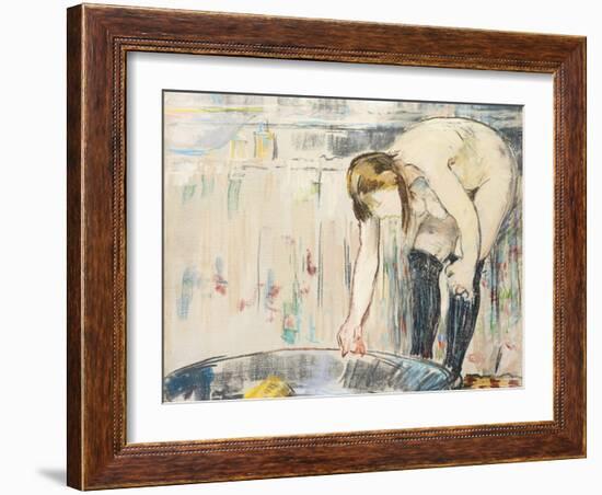 Femme Au Tub-Edouard Manet-Framed Giclee Print