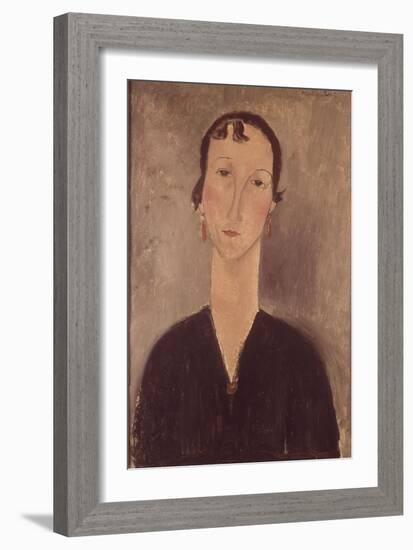 Femme aux boucles d'oreilles-Amedeo Modigliani-Framed Giclee Print