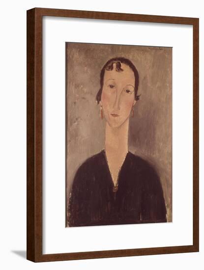 Femme aux boucles d'oreilles-Amedeo Modigliani-Framed Giclee Print