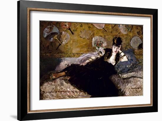 Femme aux éventails-Edouard Manet-Framed Giclee Print