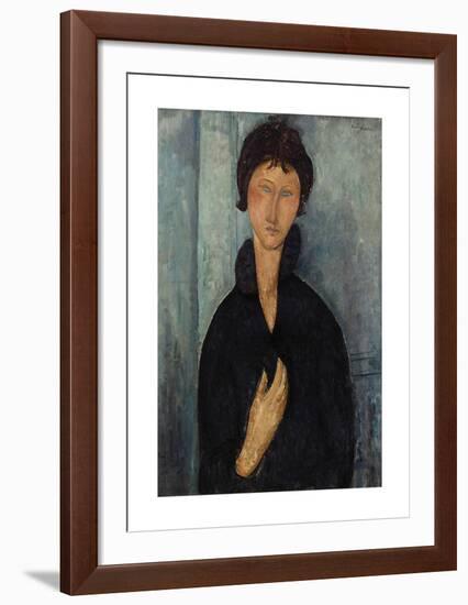 Femme aux yeux bleus-Amedeo Modigliani-Framed Premium Giclee Print