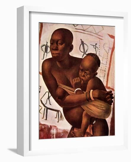 Femme Banda Avec Son Enfant, from Dessins Et Peintures D'afrique, Executes Au Cours De L'expedition-Alexander Yakovlev-Framed Giclee Print