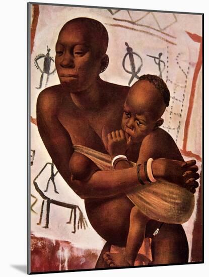 Femme Banda Avec Son Enfant, from Dessins Et Peintures D'afrique, Executes Au Cours De L'expedition-Alexander Yakovlev-Mounted Giclee Print