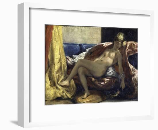 Femme Caressant Un Perroquet-Eugene Delacroix-Framed Giclee Print