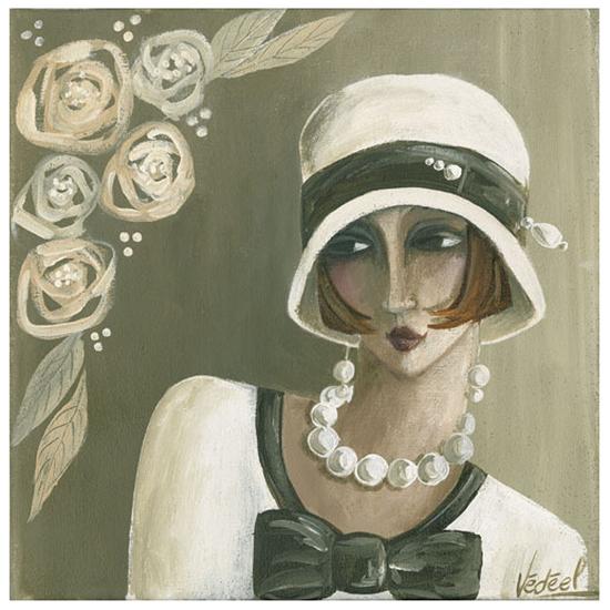 'Femme Chapeau Blanc Beige' Art Print - Véronique Didier-Laurent | Art.com