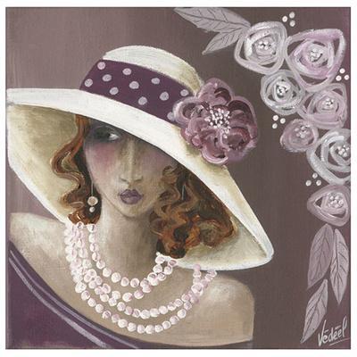 Femme Chapeau Blanc Et Rose' Art Print - Véronique Didier-Laurent | Art.com