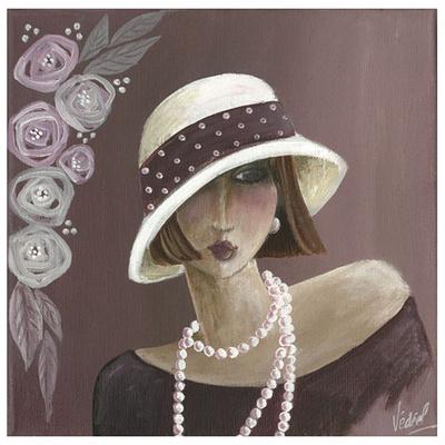 Femme Chapeau Blanc Violet Art Print by Véronique Didier-Laurent | Art.com