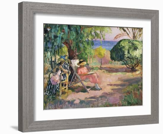 Femme cousant (Woman Sewing)-Henri Lebasque-Framed Giclee Print