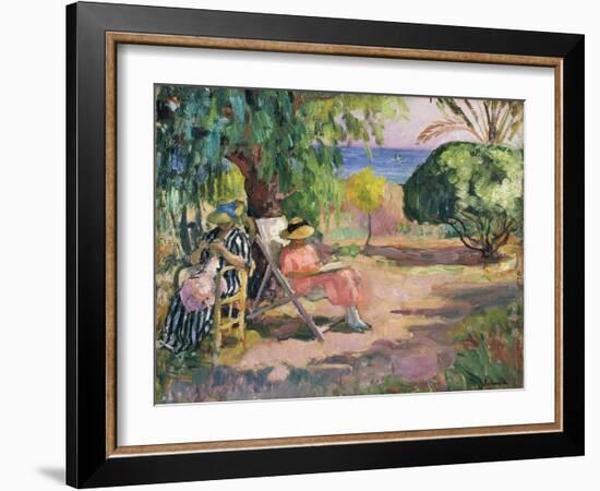 Femme cousant (Woman Sewing)-Henri Lebasque-Framed Giclee Print