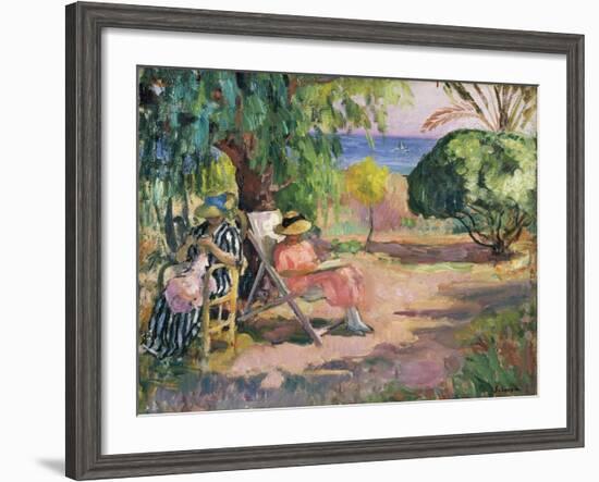 Femme cousant (Woman Sewing)-Henri Lebasque-Framed Giclee Print