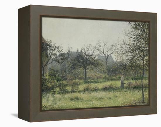 Femme dans un verger, matinée d'automne, jardin d'Eragny-Camille Pissarro-Framed Premier Image Canvas