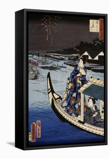 Femme dans une barque durant une fête-Utagawa Toyokuni-Framed Premier Image Canvas