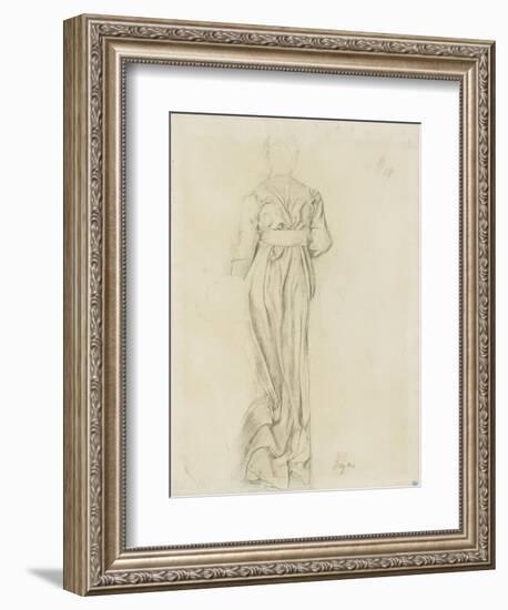 Femme, de dos, vêtue d'une robe longue, ample et ceinturée-Edgar Degas-Framed Giclee Print