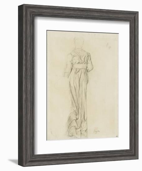 Femme, de dos, vêtue d'une robe longue, ample et ceinturée-Edgar Degas-Framed Giclee Print