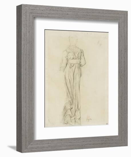 Femme, de dos, vêtue d'une robe longue, ample et ceinturée-Edgar Degas-Framed Giclee Print