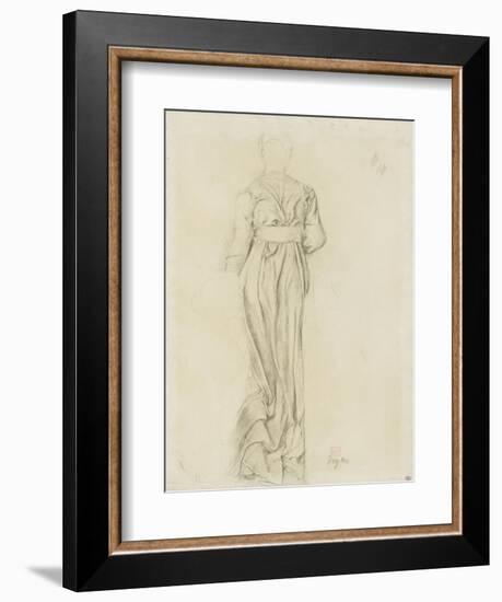 Femme, de dos, vêtue d'une robe longue, ample et ceinturée-Edgar Degas-Framed Giclee Print