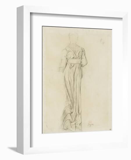 Femme, de dos, vêtue d'une robe longue, ample et ceinturée-Edgar Degas-Framed Giclee Print