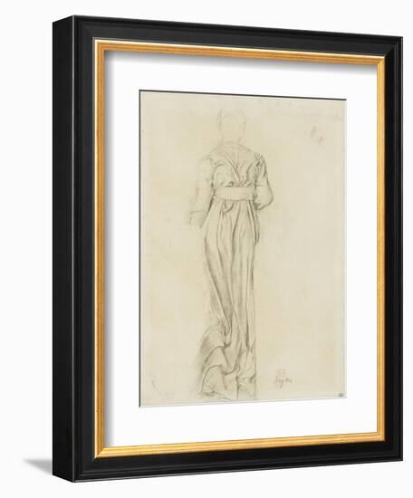 Femme, de dos, vêtue d'une robe longue, ample et ceinturée-Edgar Degas-Framed Giclee Print