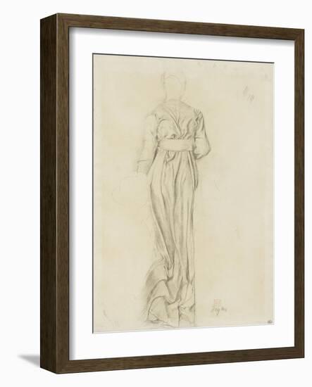 Femme, de dos, vêtue d'une robe longue, ample et ceinturée-Edgar Degas-Framed Giclee Print