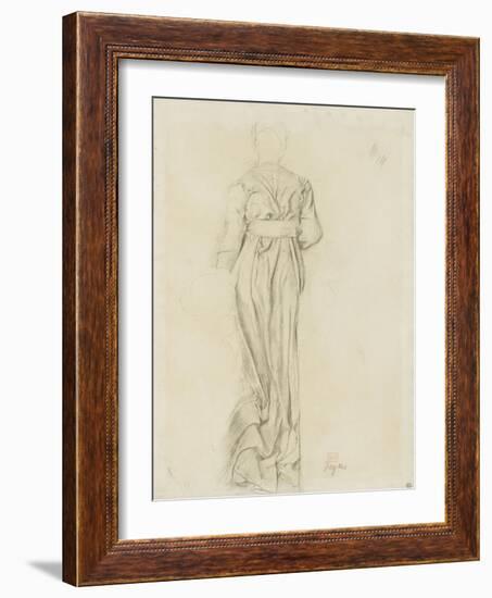 Femme, de dos, vêtue d'une robe longue, ample et ceinturée-Edgar Degas-Framed Giclee Print