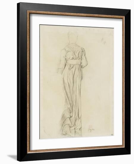 Femme, de dos, vêtue d'une robe longue, ample et ceinturée-Edgar Degas-Framed Giclee Print