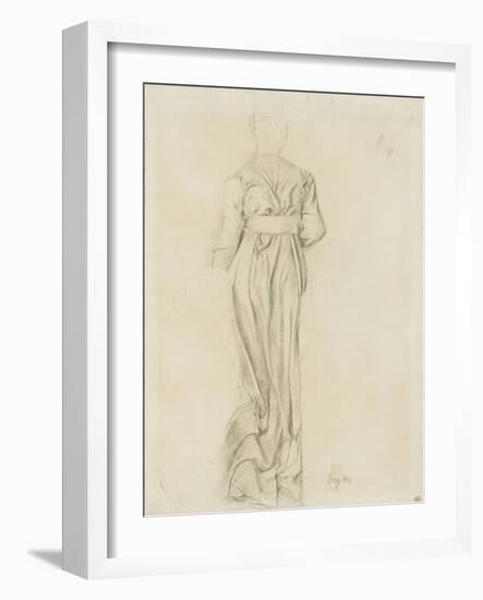 Femme, de dos, vêtue d'une robe longue, ample et ceinturée-Edgar Degas-Framed Giclee Print