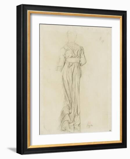 Femme, de dos, vêtue d'une robe longue, ample et ceinturée-Edgar Degas-Framed Giclee Print