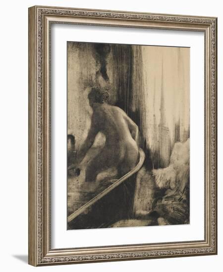 Femme debout dans une baignoire-Edgar Degas-Framed Giclee Print