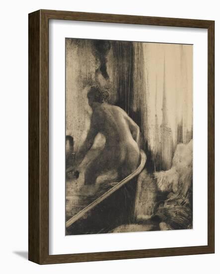 Femme debout dans une baignoire-Edgar Degas-Framed Giclee Print