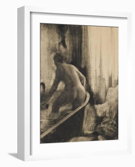 Femme debout dans une baignoire-Edgar Degas-Framed Giclee Print