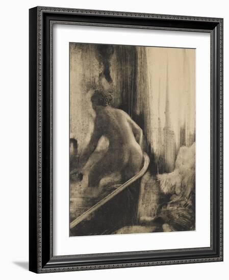 Femme debout dans une baignoire-Edgar Degas-Framed Giclee Print