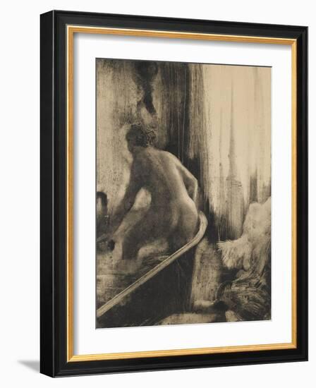 Femme debout dans une baignoire-Edgar Degas-Framed Giclee Print