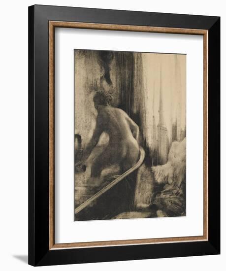 Femme debout dans une baignoire-Edgar Degas-Framed Giclee Print