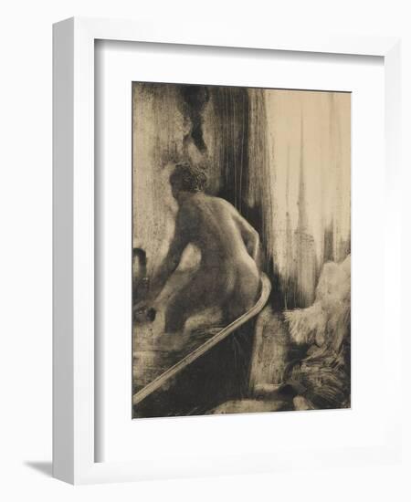 Femme debout dans une baignoire-Edgar Degas-Framed Giclee Print