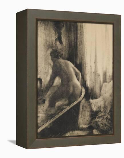 Femme debout dans une baignoire-Edgar Degas-Framed Premier Image Canvas