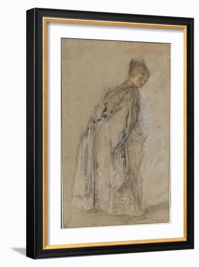 Femme debout de dos se retournant-Jean Antoine Watteau-Framed Giclee Print