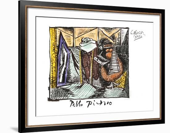 Femme Dessinant Femme Assoupie-Pablo Picasso-Framed Collectable Print
