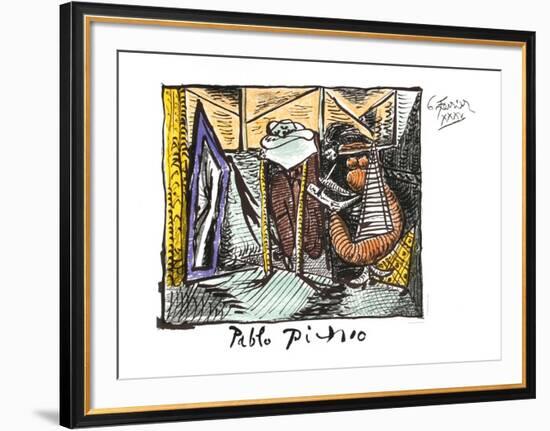 Femme Dessinant Femme Assoupie-Pablo Picasso-Framed Collectable Print