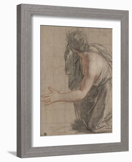 Femme drapée agenouillée, se retournant en ouvrant les bras-Antoine Coypel-Framed Giclee Print