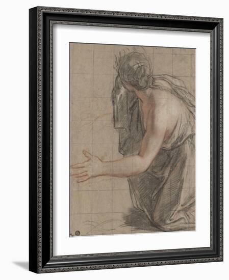 Femme drapée agenouillée, se retournant en ouvrant les bras-Antoine Coypel-Framed Giclee Print