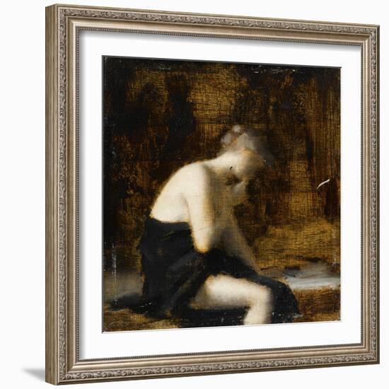 Femme drapée assise-Jean Jacques Henner-Framed Giclee Print