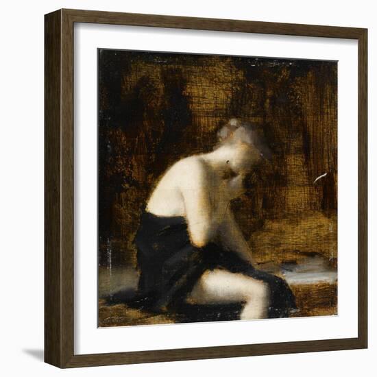 Femme drapée assise-Jean Jacques Henner-Framed Giclee Print