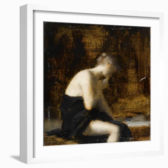 Femme drapée assise-Jean Jacques Henner-Framed Giclee Print