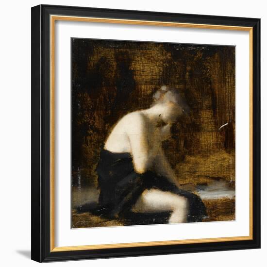 Femme drapée assise-Jean Jacques Henner-Framed Giclee Print