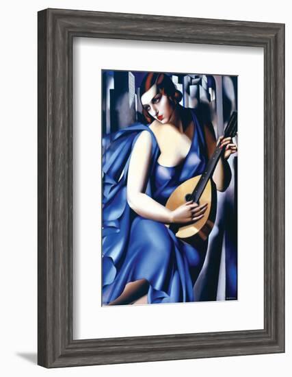 Femme en Bleu Avec Guitare-Tamara de Lempicka-Framed Premium Giclee Print