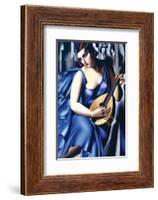 Femme en Bleu Avec Guitare-Tamara de Lempicka-Framed Premium Giclee Print