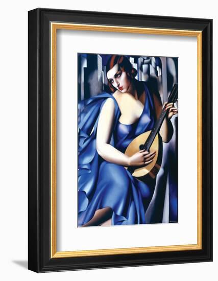 Femme en Bleu Avec Guitare-Tamara de Lempicka-Framed Premium Giclee Print